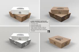 Paper Tapered Takeout Boxes Mockup Food Box Packaging Packaging Mockup Box Mockup