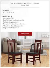 Garcia Solid Mahogany Wood Upholstered Dining Chair Upholstered Dining Chairs Solid Wood Dining Chairs Rustic Dining Chairs