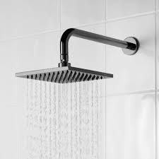 A double partition opens up the space, and two fixed shower heads provide symmetry. Showerhead On Sale Large Selections Shop Fontana 8 10 12 16 Solid Brass Square Matte Black Rainfall Wall Mount Shower Head Fontanashowers