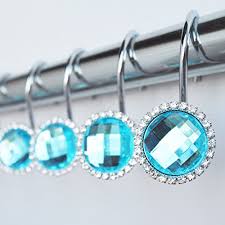 Add to favorites shower curtains, curtain, bath mat, bathroom, sea view 267 blue water ocean sea beach modern by l.dumas. Shower Curtain Hooks Rings Turquoise Blue Decorative Cute Crystal Gems Bling Rhinestones Bathroom Bath Set Girl Women Gift Turquoise Blue Buy Online In Maldives At Maldives Desertcart Com Productid 24671448