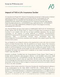 Those were the times when the insurance sector was dominated by british companies. Impact Of Fdi In Life Insurance Sector Phdessay Com