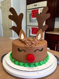 Rudolph Cake 3 Layer 10 Round White Cake With Chocolate Buttercream Frosting With Fondant Decoration Rudolph S Bakery Cake Christmas Cake