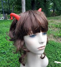 Bright Red Small Twisted Devil Horns Costume Accessory