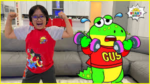 Ryan's daddy takes a picture with red titan who is a hero of children all over the world!!! Ryan Exercise To Be Strong And Learn Healthy Habits With Gus Youtube