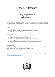 Exemples de lettres de motivation s'aider d'exemples de lettres de motivation gratuits. Calameo Offre De Stage Sport Bar Timeis Time