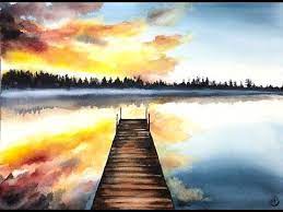 I am very happy to say that i managed to fulfill that goal and now live there. 5 Watercolor Sunrise On A Lake Painting Demonstration Youtube Lake Painting Watercolor Sunset Watercolor Sunrise