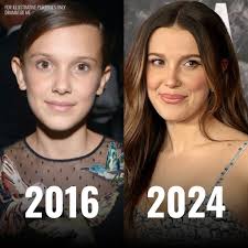 Millie Bobby Brown has come a long way since the first season of Stranger  Things in 2016! 🌟 From playing Eleven to starring in Enola Holmes and  Godzilla: King of the Monsters,