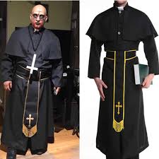Just tape a white square of paper onto the collar (or use a square of masking tape) and welcome to the priesthood! Christian Priest Nun Cosplay Costume For Women Man Female Halloween Cosplay Renaissance Victorian Pastor Catholic Couple Clothes Aliexpress