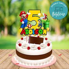 Super Mario Printable Digital File Cake Topper Instant Download Mario Birthday Cake Super Mario Cake Super Mario Birthday Party