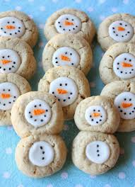 Thumbprint Snowman Cookies Recipe Snowman Cookies Recipe Cookies Recipes Christmas Holiday Cookies