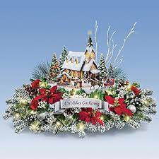 Thomas kinkade illuminated nativity tabletop tree: Thomas Kinkade Holiday Gathering Light Up Centerpiece Plays 8 Song Medley By The Bradford Exchange Wall S Furniture Decor Holiday Centerpieces Thomas Kinkade Christmas Christmas Table Centerpieces