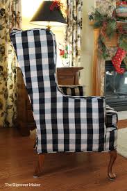 Black And White Check Chair Covers Wing Chair Slipcover In Buffalo Check Slipcovers For Chairs Wingback Chair Slipcovers Wingback Chair