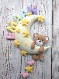 Free shipping on orders over $25 shipped by amazon. Baby Room Decor Personalized Felt Moon Teddy Bear Handmade Felt Hanging Door Decoration Nursery Wall Hanging Bear On The Moon Felt Decor Felt Decorations Handmade Felt Baby Room Decor