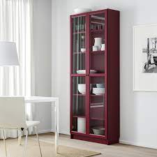 Das gängigste material für ikea billy regal ist holz. Billy Bookcase With Glass Doors Dark Red 80x30x202 Cm Ikea