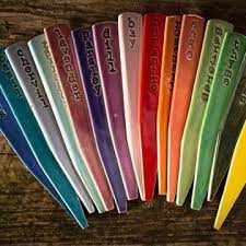 one girl s pottery ceramic herb garden markers from domestic domestic idees de poterie poterie jardin poterie