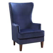 In good original condition with some signs of great country accent, ladder high back rocking chair with straw. Kori Navy High Back Accent Chair With Nailhead Trim At Home