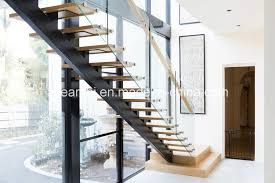 Hot Item Modern Single Beam Straight Staircase Steel Stair With Tempered Glass Balustrade Modern Staircase Steel Stairs Staircase Design