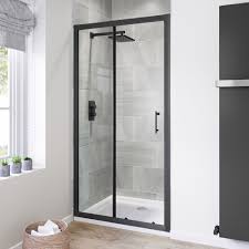 1000mm 6mm Black Frame Sliding Shower Door Black Shower Doors Shower Remodel Sliding Shower Door