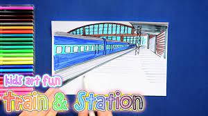 How To Draw And Color Indian Railways Train And Station Train Drawing Coffee Bean Art Indian Railway Train