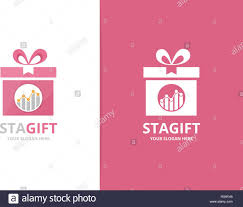 Vector Graph And Gift Logo Combination Diagram And Present