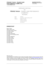 Agenda of Pūroro Tahua - Finance and Performance Committee - Thursday, 18  November 2021