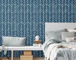 Self Adhesive Peel And Stick Wallpaper Leaf Pattern Print Etsy Herringbone Wallpaper Blue Chevron Wallpaper Chevron Wallpaper