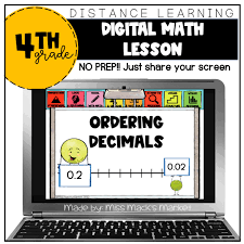 Distance Learning Digital Math Lesson Ordering Decimals In 2020 Math Lessons Distance Learning Math