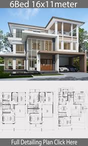 Home Design Plan 16x11m With 6 Bedrooms House Idea In 2020 Sims House Plans Modern House Plans Contemporary House Plans