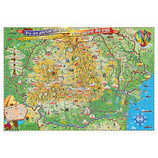 Romania este impartita in 9 regiuni, 41 toate regiunile beneficiaza de o descriere detaliata si multe poze. Harta Romaniei Pentru Copii 43 X 30 Cm Proiectie 3d Auchan Online
