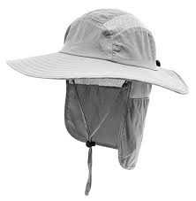 Home Prefer Mens Upf 50 Sun Protection Cap Wide Brim Fishing Hat With Neck Flap Light Gray All4hiking Com Fishing Hat Sun Hats Wide Brim Sun Hat