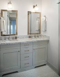 4230 shitake caesarstone quartz will look terrific paired with your white cabinets. Bathrooms White Cabinets Gray Granite Countertops Design Ideas