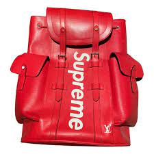 Supreme x louis vuitton red leather blouson sku 1a3fbj monogram bomber jacket 52. Louis Vuitton X Supreme Rucksacke Aus Leder Rot 14197168