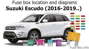 Fuse box & relays explained. Fuse Box Location And Diagrams Suzuki Escudo 2016 2019 Youtube