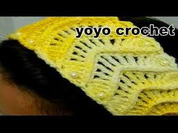 كروشية ربطة شعر بندانة سورتيت توكة بغرزة الريشةcrochet Headband يويو كروشية Youtube Crochet Crochet Hats Accessories Ear