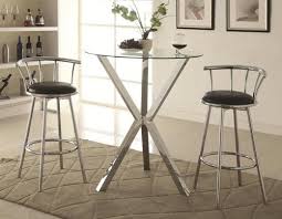 3 Pc Contemporary Glass Chrome Bar Table Set 100186 Round Pub Table Bar Table Sets Pub Table Sets