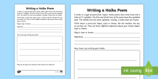 Writing Poems Worksheets Haiku Preschool Activities Lesson Plans Kindergarten For Kids Jaimie Bleck