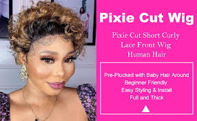 Amazon.com: Ali Bling Peluca rubia con corte Pixie de 13 x 1, pelucas de  encaje frontal de cabello humano T30 corto rizado para mujeres negras,  pelucas de cabello humano prearrancadas sin pegamento,