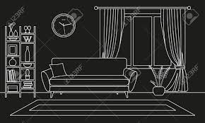 Making of the bundle sofa. Living Room Interior Outline Sketch Line Style Interior Design Royalty Free Cliparts Vectors And Stock Illustration Image 142052358
