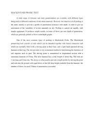 The mackintosh probe test is a simple and economic testing method to gather preliminary data on sub surface conditions. Mackintosh Probe Test Procedure