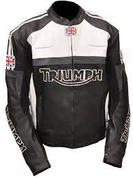 Triumph Black And White Motorcycle Leather Jacket Jackets Maker