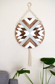 Solana Wood Wall Art Macrame Wall Hanging Boho Wood Art Round Wooden Wall Art Modern Wood Ar Design Crafts Wooden Wall Art Wood Wall Art