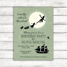 Green Peter Pan Birthday Invitation Neverland Birthday Party Etsy In 2021 Birthday Invitations Birthday Party Invitations Peter Pan Party