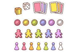 Board Game Pieces Set Board Game Pieces Game Card Design Game Pieces