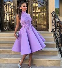 Light Purple High Neck Tea Length A Line Cocktail Dresses Satin Lace Appliqued Short Prom Evening Gowns Homecoming Dresses Vestidos Cortos Cheap Sexy Cocktail Dresses Christmas Cocktail Dress From Elegantdress009 89 64 Dhgate Com
