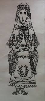 Drawing Of Serbian Folk Costume A Bride S Dress Worn My Lower Class Women Who Were Ready Or At The Proper Age Of Marriage And A Folk Costume Folk Art Drawings