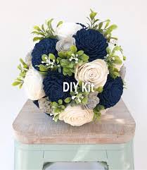 Navy Dreams Collection Diy Wood Flower Bouquet Kit Wood Flower Bouquet Floral Tape Sola Wood Flower Bouquet