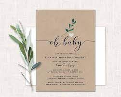 Baby Shower Invitation Kraft Paper Greenery Baby Shower Etsy In 2021 Baby Shower Invitations Baby Shower Invites Neutral Rustic Baby Shower Invitations