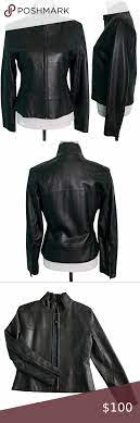 Marc New York Black Leather Moto Jacket Sz S Zipped Leather Jacket Cream Leather Jacket Black Leather Moto Jacket