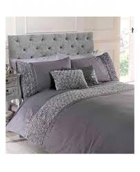 King duvet cover set includes: Limoges Rose Ruffle Grey Double Duvet Cover And Pillowcase Set