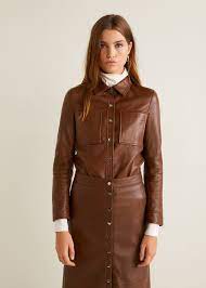 Pockets Leather Jacket Women Mango United Kingdom Lederjacke Frauen Lederjacke Lederjacke Cognac